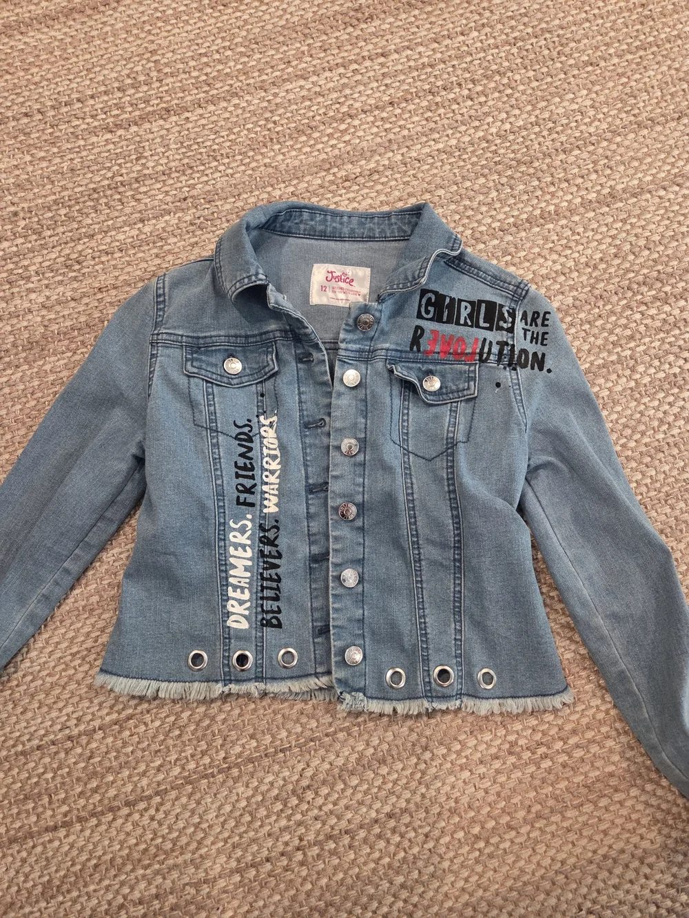 Justice Blue Denim 'Girls Are the Revolution' Graphic Jean Jacket